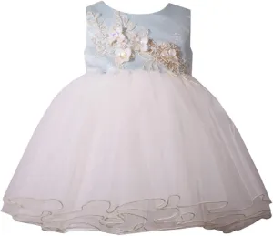 Bonnie Jean Toddler Girl's Blue Dress, Ballerina Special Occasion Formal Jacquard Dress