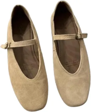 Brown Ballet Flats Shoes for Women Suede Mary Jane Flats Fall 2024 Brown Flat Shoes Y2k Shoes