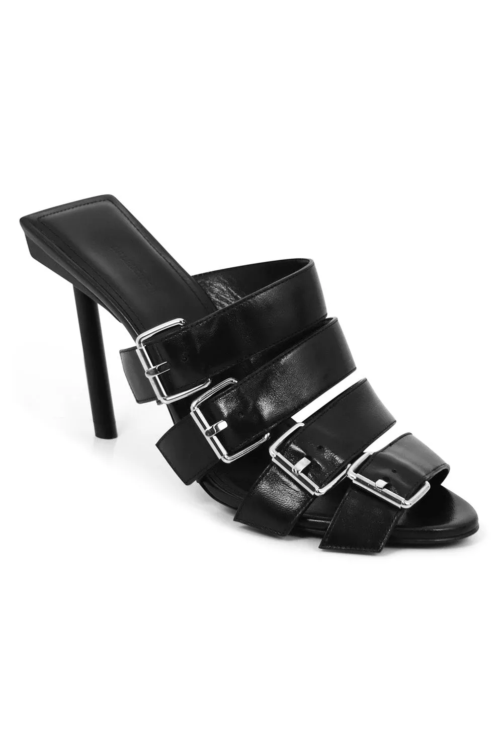 BUCKLE MULE 80MM BLACK/SILVER