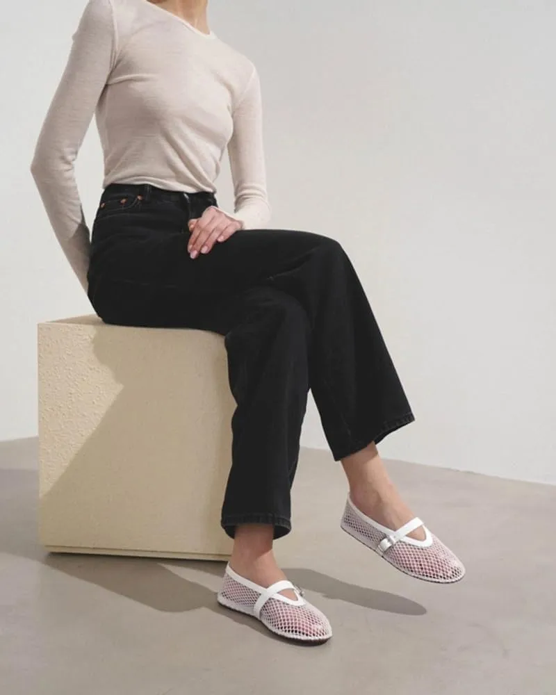 Buckle Strap Mesh Ballet Flats for Womens, Mary Jane Round Toe Slip On Dress Ballerinas Soft Shoes