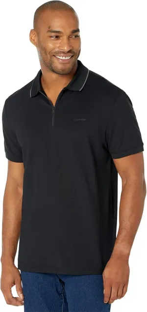 Calvin Klein Short Sleeve Move 365 Zip Polo Black Beauty MD