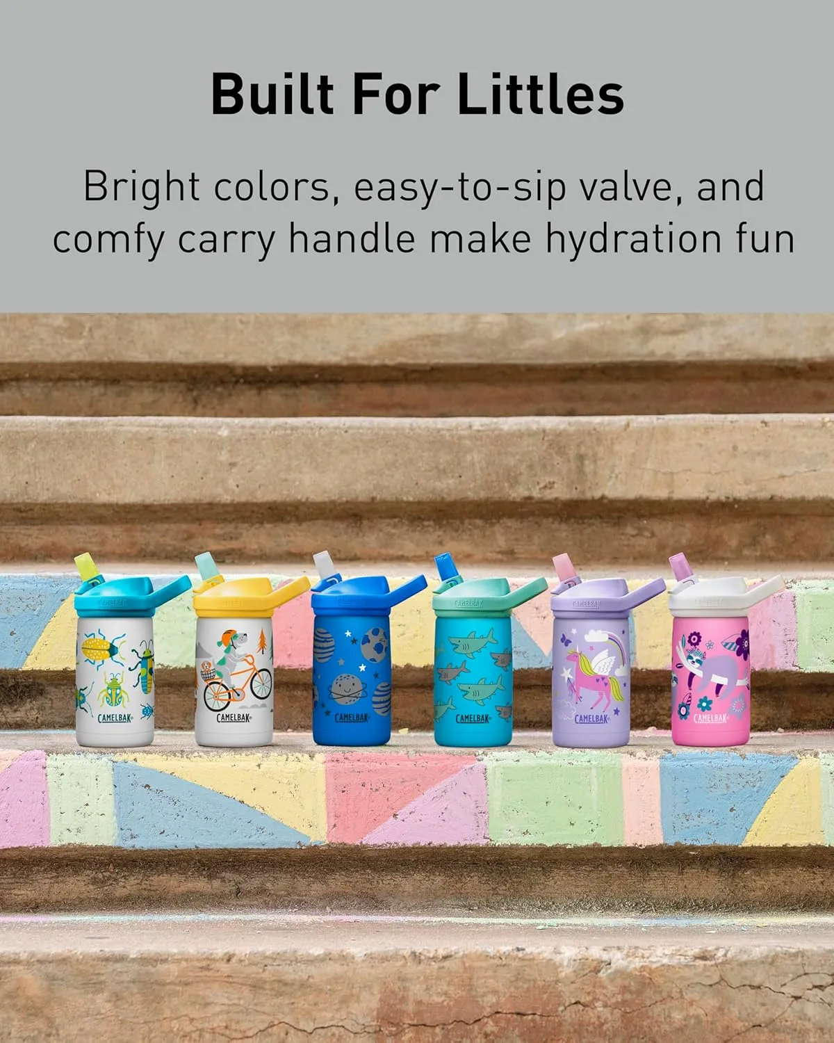 CamelBak Eddy  Kids Bite Valve Straw Insulated Stainless Steel Water Bottle 12oz