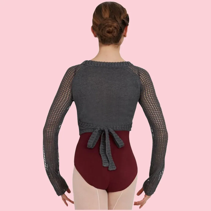 CAPEZIO WRAP OVER EYELET KNIT CARDIGAN