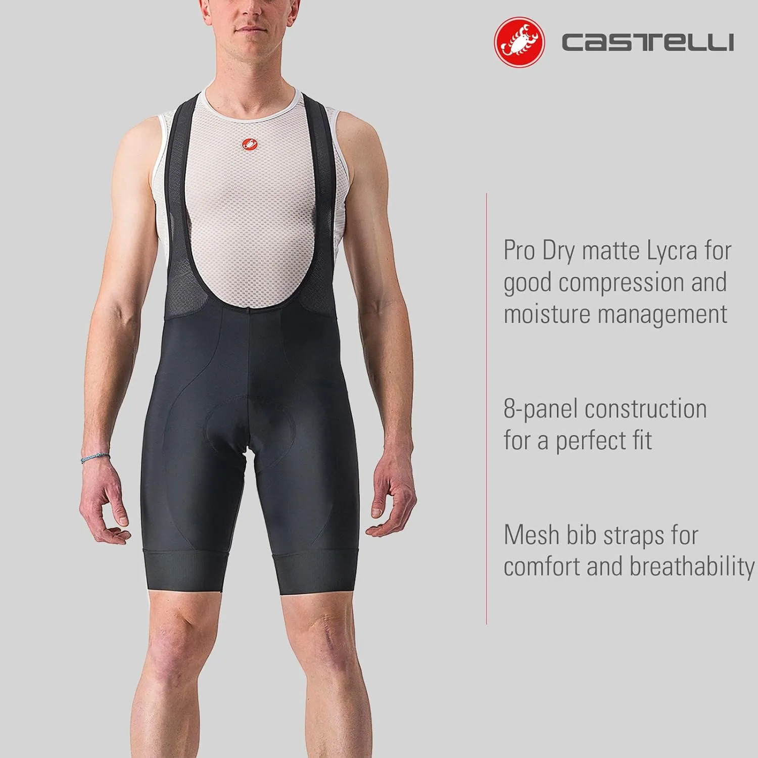 CASTELLI Men’s Entrata 2 Bibshort for Road and Gravel Biking I Cycling