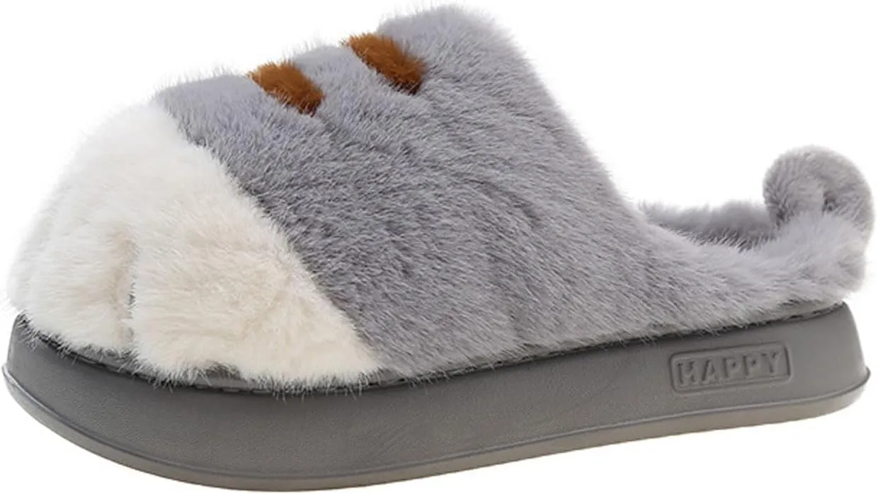 Cat Paw Slippers, Winter Warm Platform Cat Feet Slippers, Cute Fluffy Animal Cat Paw Slippers for Women