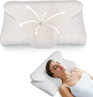 Cervical Neck Pillow for Sleeping – Memory Foam Cervical Pillow for Neck Pain Relief – Ergonomic Side Sleeper Pillow for Adults – Cooling Cervical Neck Pillow for Better Sleep & Support