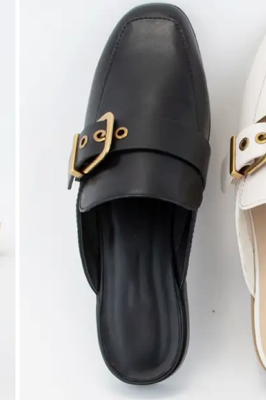 Chantal Buckled Slide Mule Flat Shoes Black
