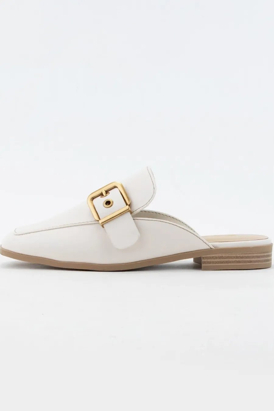 Chantal Buckled Slide Mule Flat Shoes Off White