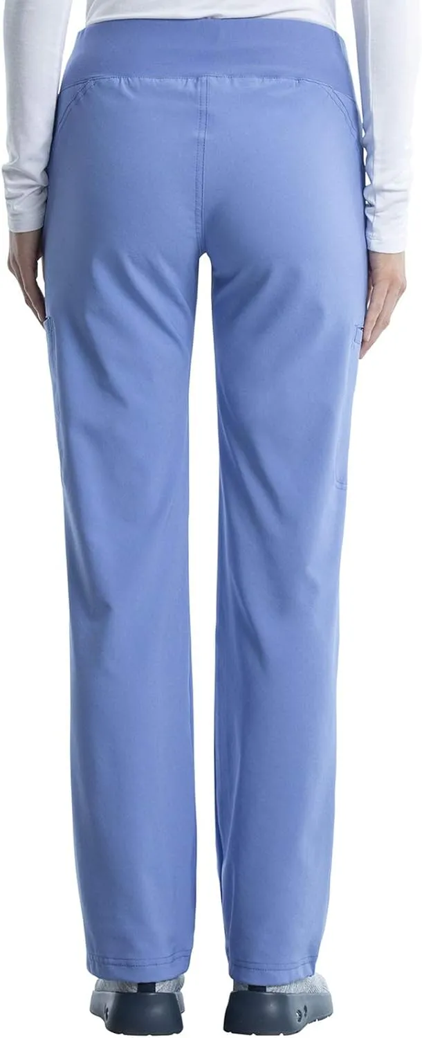 Cherokee Scrubs for Women Mid Rise Straight Leg Scrub Pants For Women Pull-on Bottoms with 6 Pockets & 360° Stretch - CK002
