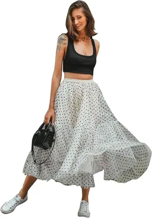 CHICWISH Women's Lilac/Cream/Grey/Pink/Black Layered Mesh Ballet Prom Party Tulle Tutu A-Line Maxi Skirt