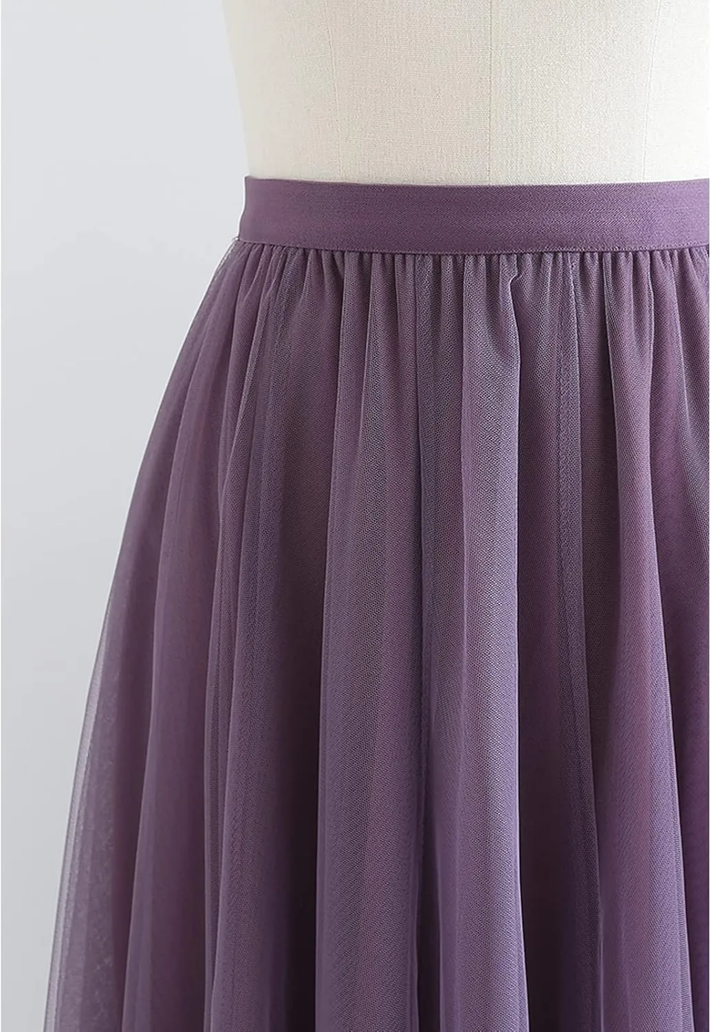 CHICWISH Women's Lilac/Cream/Grey/Pink/Black Layered Mesh Ballet Prom Party Tulle Tutu A-Line Maxi Skirt