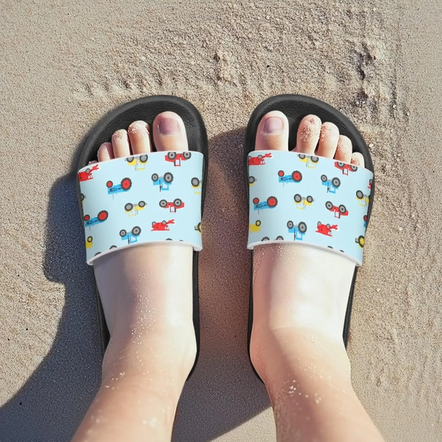 Children's Slippers Beach Sandals Slide Sandals Filp-Flops for Unisex Kids Boys Girls Gift for Daughters Sons Little Brothers Sisters Black Sole Little Kid Size 11-Big Kid Size 3