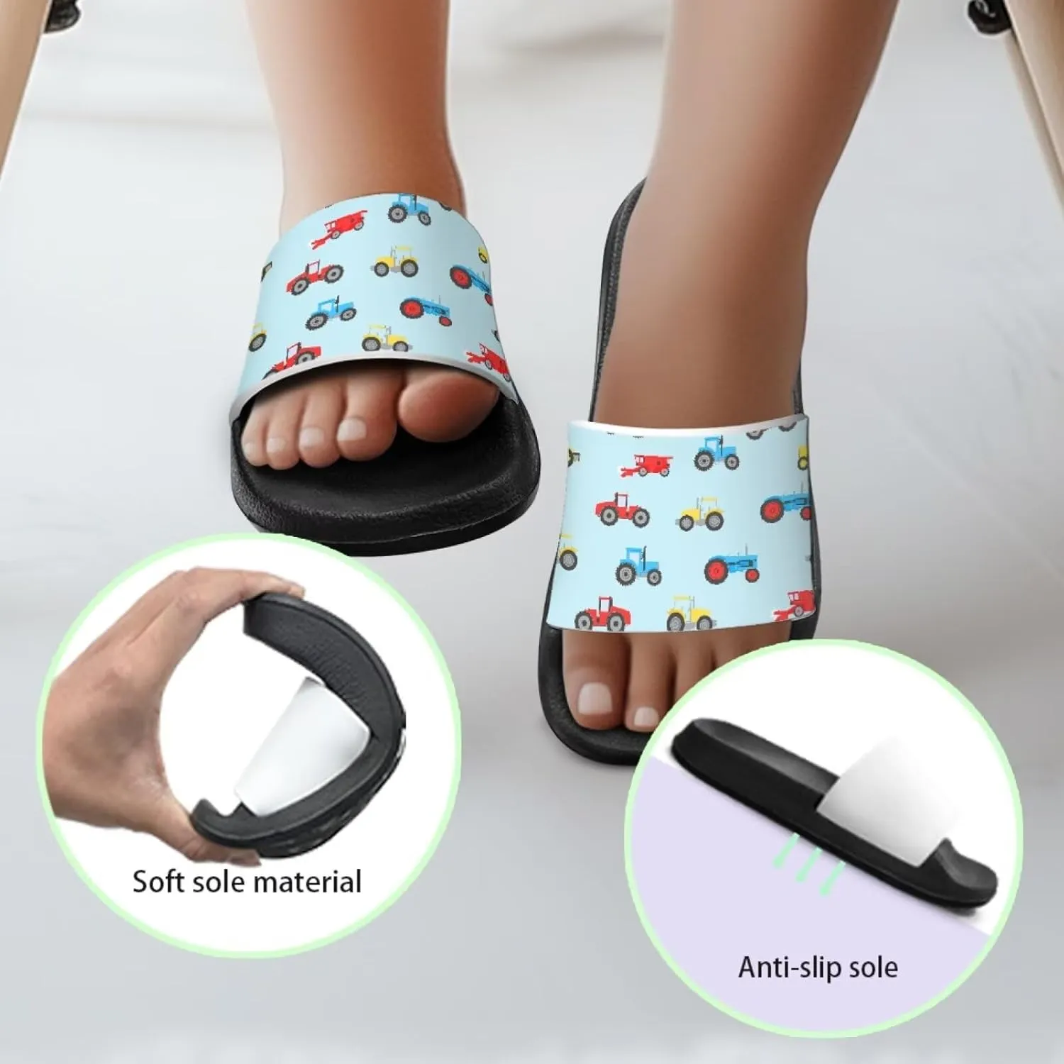 Children's Slippers Beach Sandals Slide Sandals Filp-Flops for Unisex Kids Boys Girls Gift for Daughters Sons Little Brothers Sisters Black Sole Little Kid Size 11-Big Kid Size 3