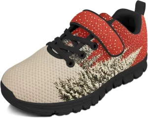 Christmas Kids Running Shoes Boys Girls Lightweight Breathable Sports Shoes Non-Slip Sneakers Hook-and-Loop Strap Shoes for Little Kid SizeUS11-15