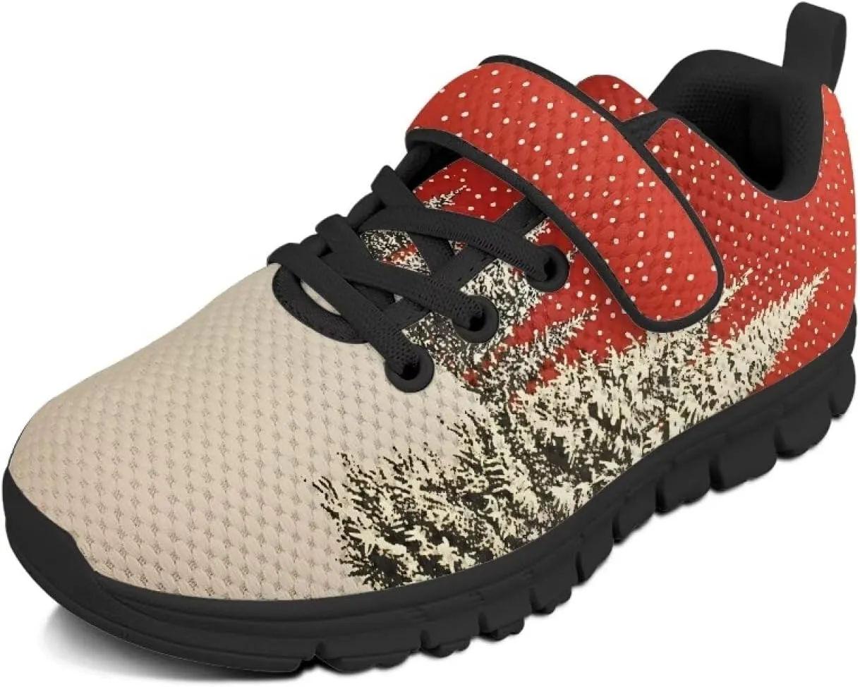 Christmas Kids Running Shoes Boys Girls Lightweight Breathable Sports Shoes Non-Slip Sneakers Hook-and-Loop Strap Shoes for Little Kid SizeUS11-15