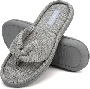 CIOR Women's Cozy Memory Foam Spa Thong Flip Flops House Indoor Slippers Plush Gridding Velvet Lining Clog Style-U1MTW017-0716