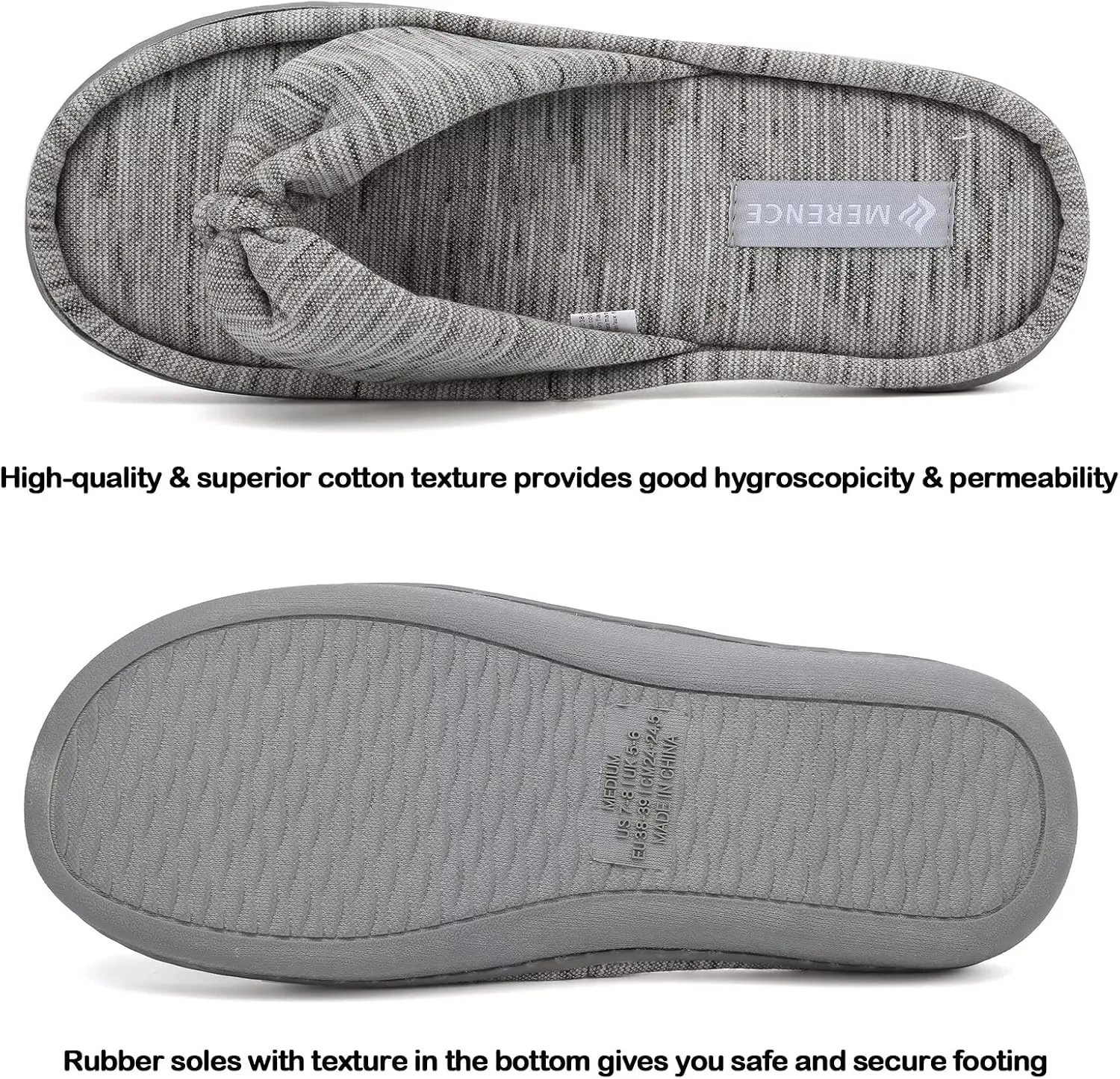 CIOR Women's Cozy Memory Foam Spa Thong Flip Flops House Indoor Slippers Plush Gridding Velvet Lining Clog Style-U1MTW017-0716