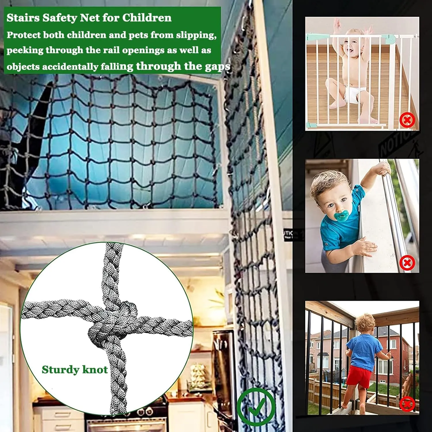 Climbing Net for Playground 0.39Inch Thick Rope Safety Fence Net Backyard Climbing Frame Net Cargo Rope Ladder Truck Trailer Fence Netting,4Mx6M(13.1FTx19.7FT)