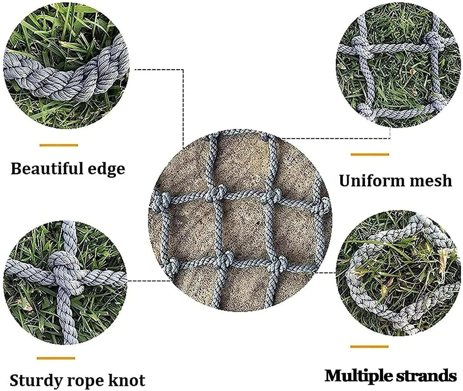 Climbing Net for Playground 0.39Inch Thick Rope Safety Fence Net Backyard Climbing Frame Net Cargo Rope Ladder Truck Trailer Fence Netting,4Mx6M(13.1FTx19.7FT)