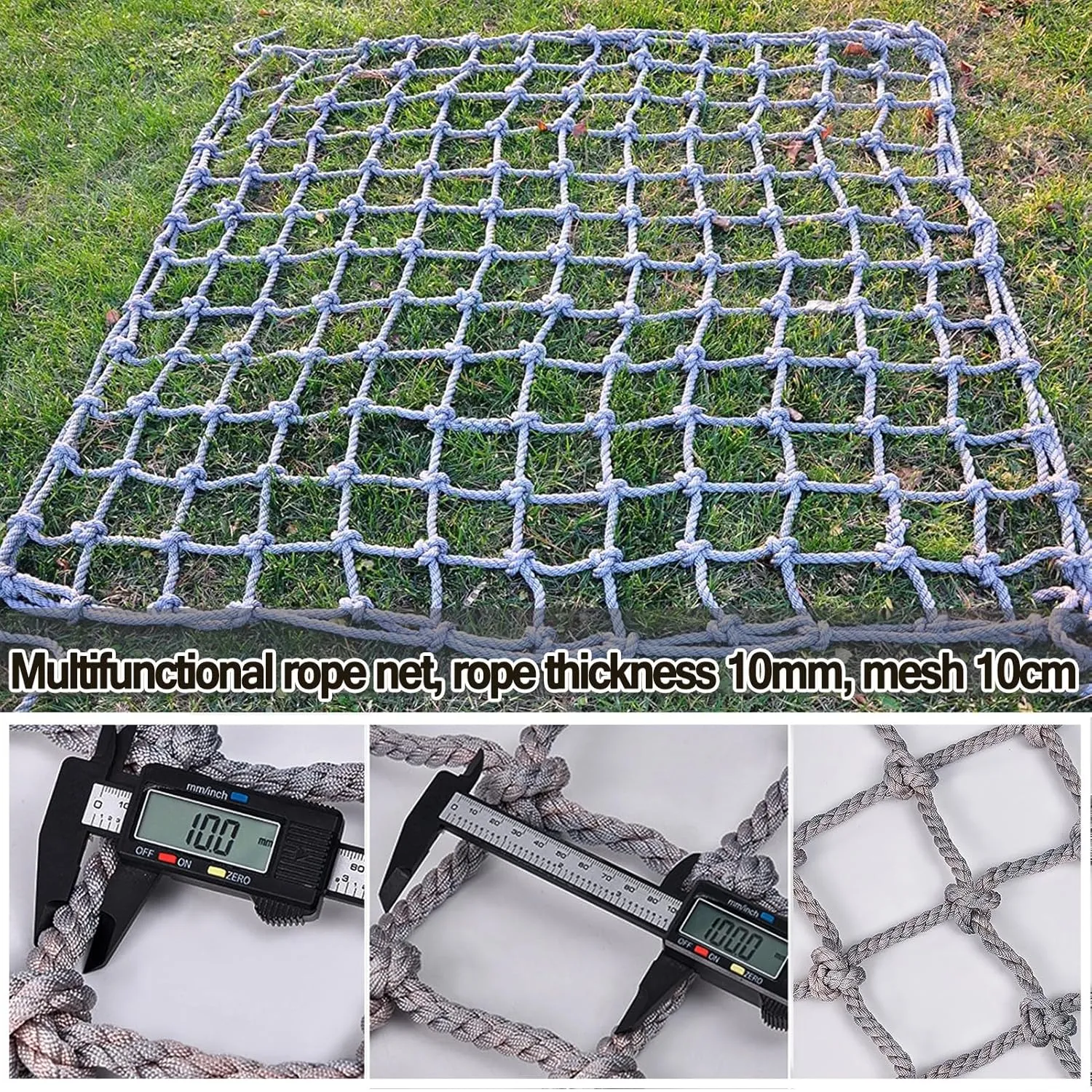 Climbing Net for Playground 0.39Inch Thick Rope Safety Fence Net Backyard Climbing Frame Net Cargo Rope Ladder Truck Trailer Fence Netting,4Mx6M(13.1FTx19.7FT)