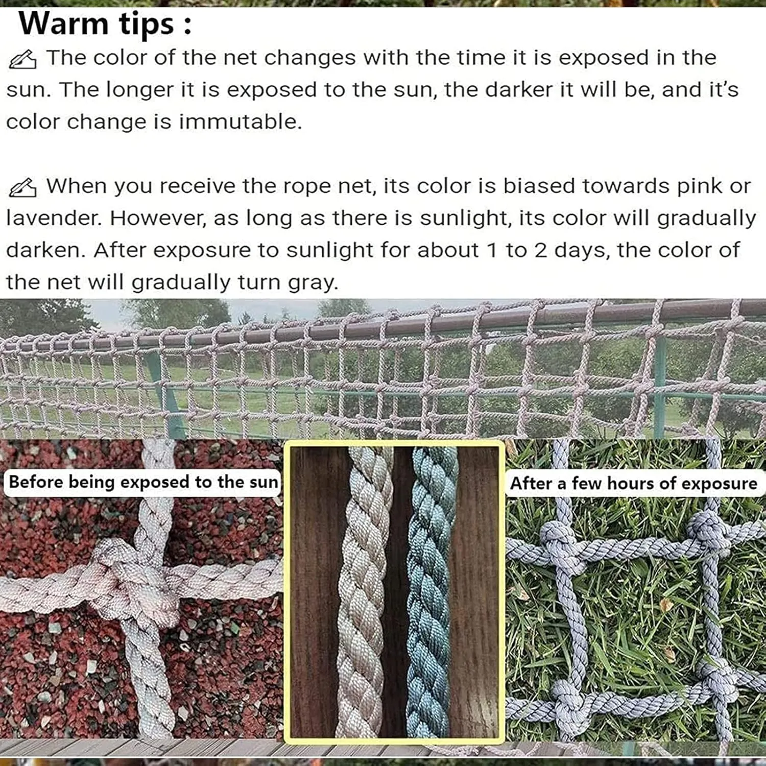 Climbing Net for Playground 0.39Inch Thick Rope Safety Fence Net Backyard Climbing Frame Net Cargo Rope Ladder Truck Trailer Fence Netting,4Mx6M(13.1FTx19.7FT)