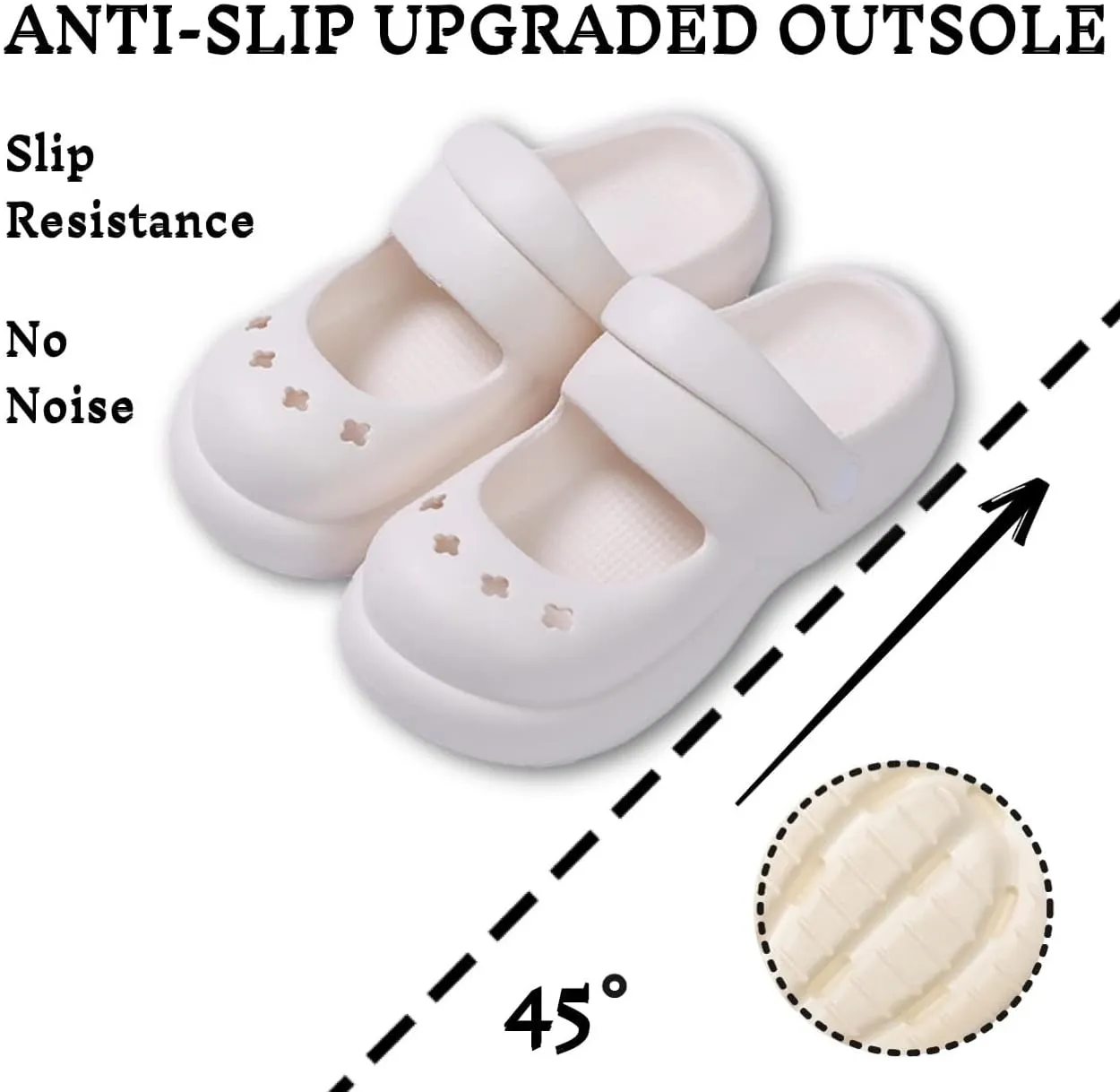 Cloud Double Strap Clogs Comfort Sandals Mary and Jane Flat Slides Cushion Platform Lightweight Waterproof Anti-Skid Soft EVA Shoes Summer Essentials for Women and Girls Cozy Bathroom Shower Pool Beach Indoor and Outdoor
