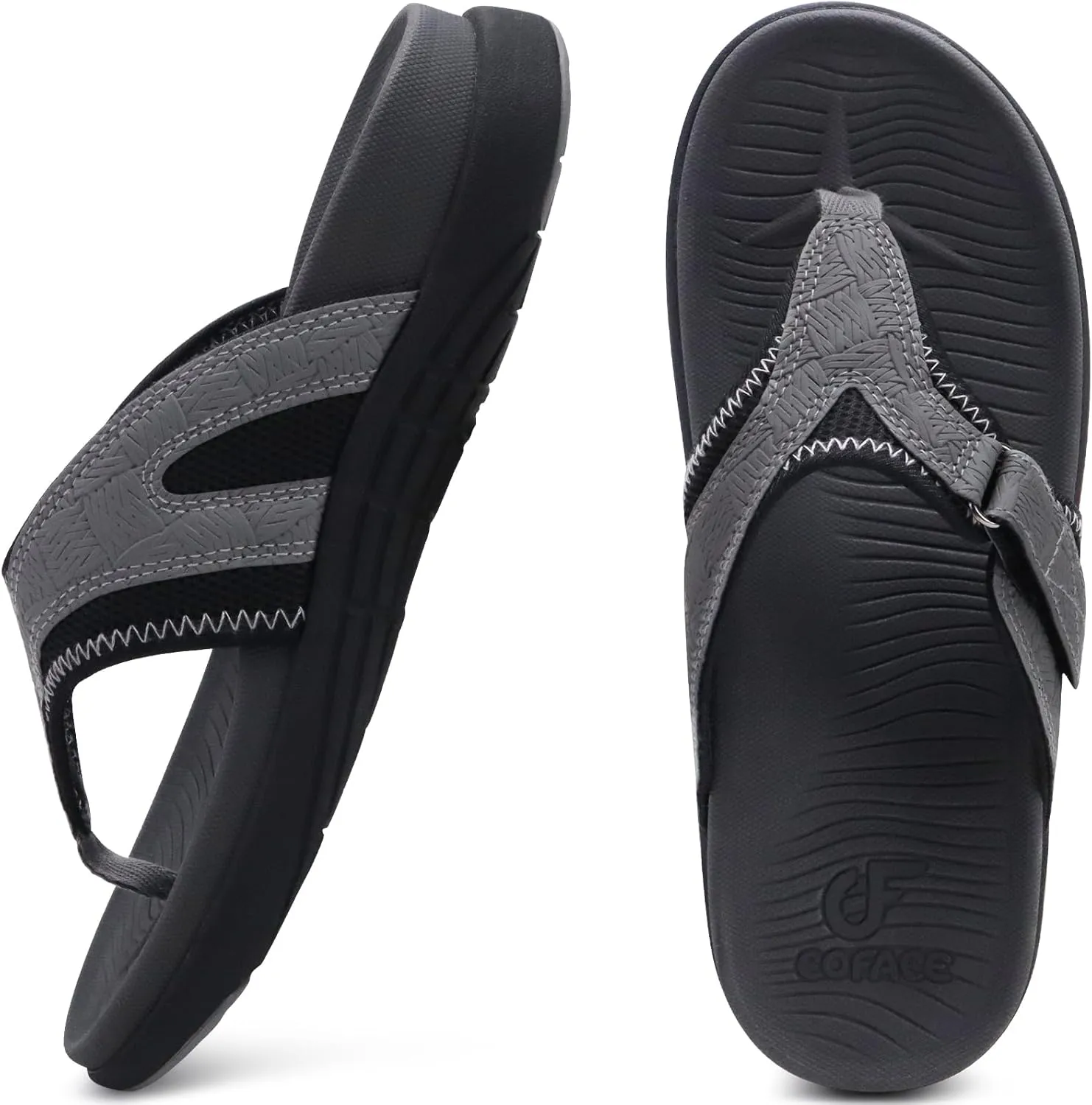 COFACE Flip Flops for Men with Arch Support Comfortable Man Thong Sandals Adjustable Beach Flip-flop Outdoor