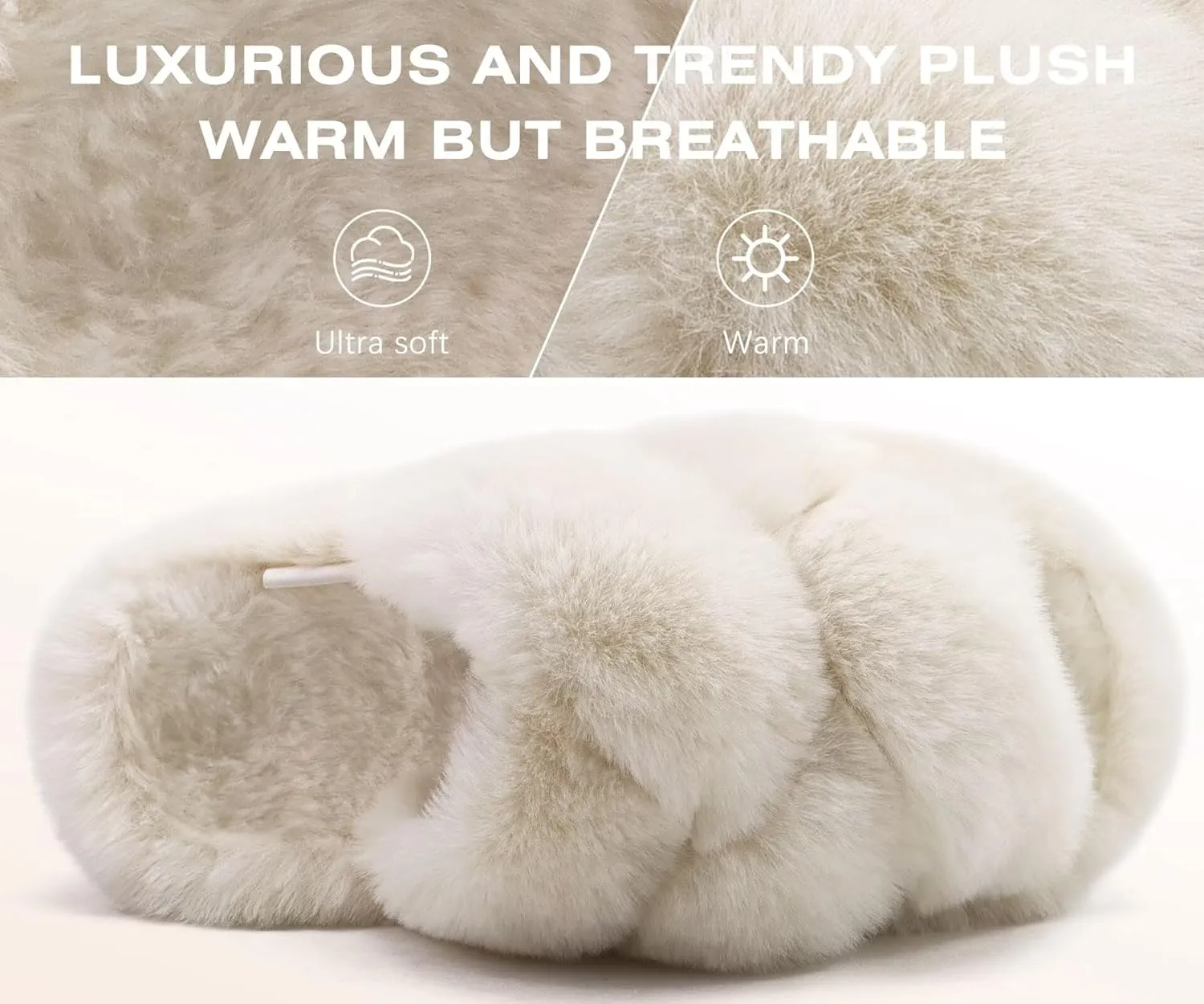 COFACE Women's Fluff Slippers Open Toe Fuzzy Faux Fur Ladies House Fashion Platform Slide Shoes with Comfort Arch Support, Indoor Outdoor Sole