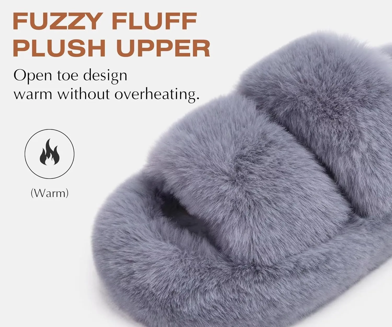 COFACE Womens House Slippers Woman Fuzzy Fluff Indoor Slipper Ladies Furry Fur Bedroom Slip On Slipers Women’s Home Winter Open Toe Plush Shearling Slide Size 5-11