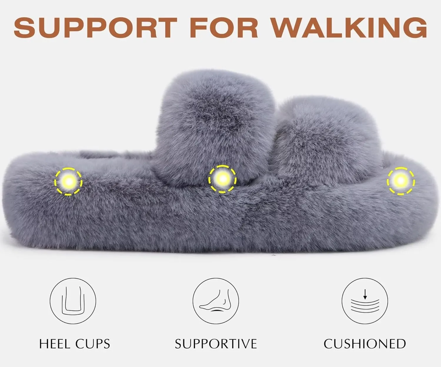 COFACE Womens House Slippers Woman Fuzzy Fluff Indoor Slipper Ladies Furry Fur Bedroom Slip On Slipers Women’s Home Winter Open Toe Plush Shearling Slide Size 5-11