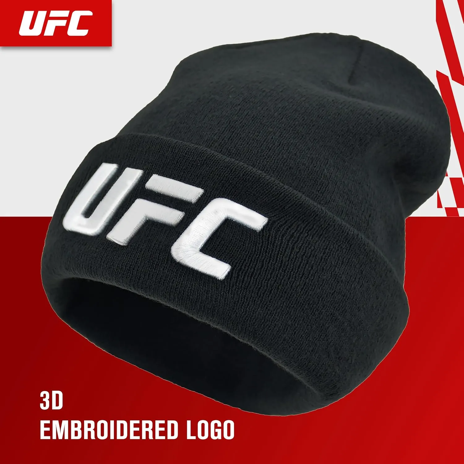 Concept One UFC Beanie Hat, Cuffed Winter Knit Cap with Logo