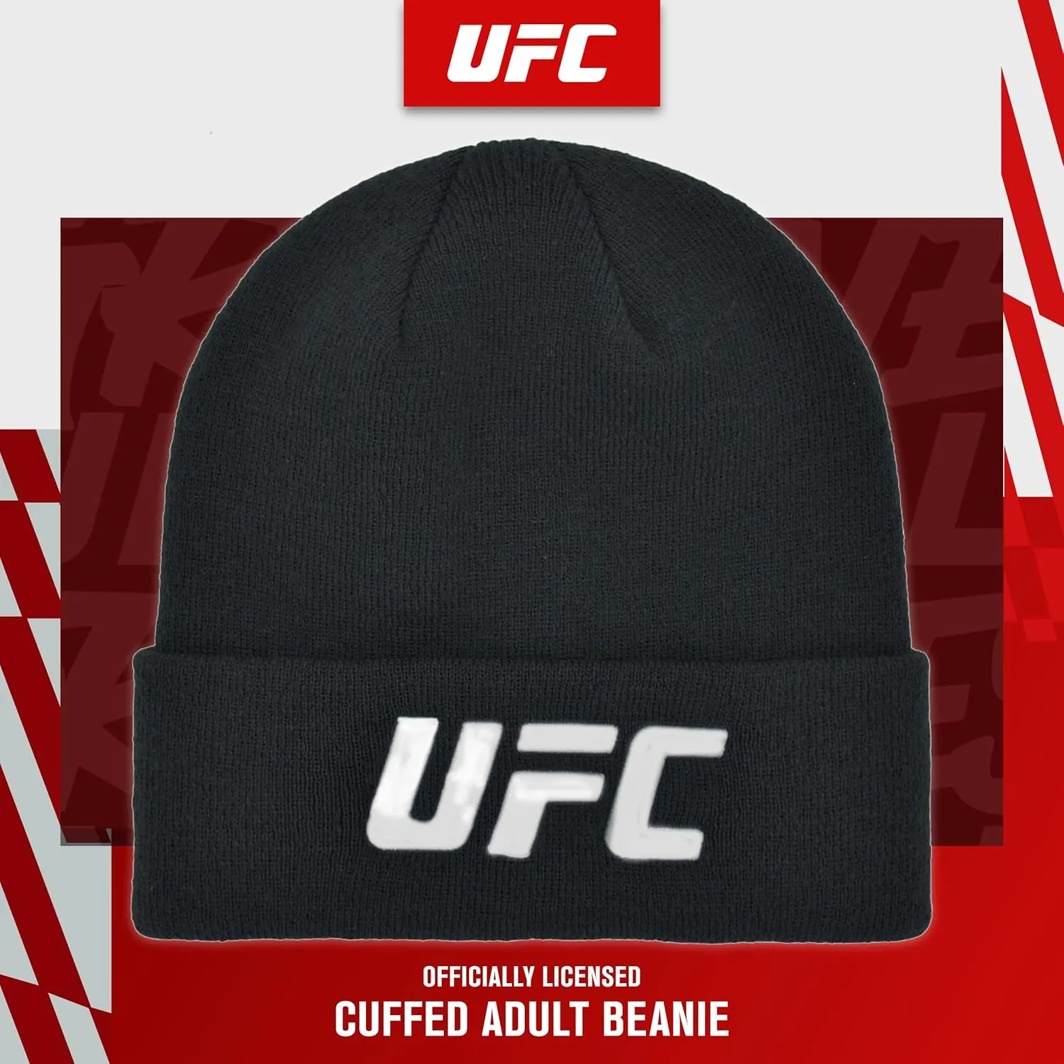 Concept One UFC Beanie Hat, Cuffed Winter Knit Cap with Logo