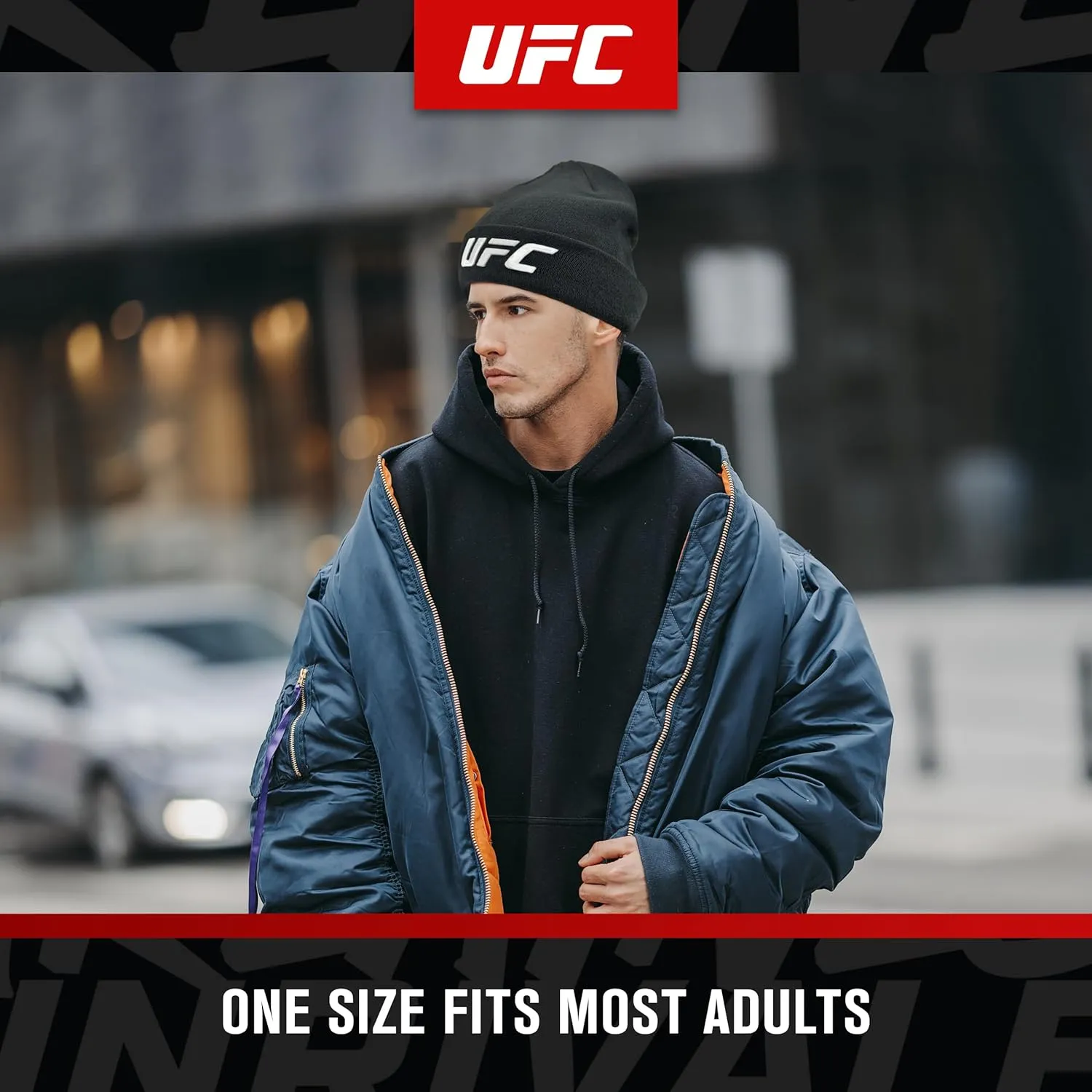 Concept One UFC Beanie Hat, Cuffed Winter Knit Cap with Logo