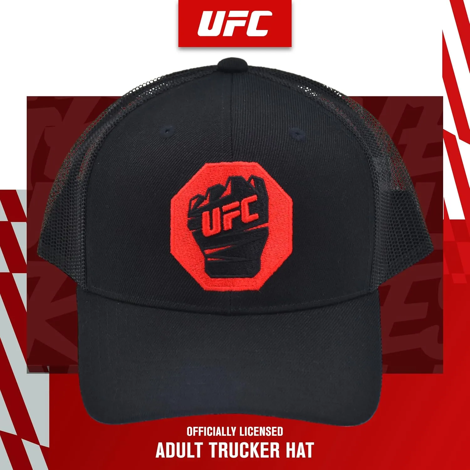 Concept One UFC Trucker Hat, Mesh Adult Adjustable Snapback Baseball Cap with Curved Brim