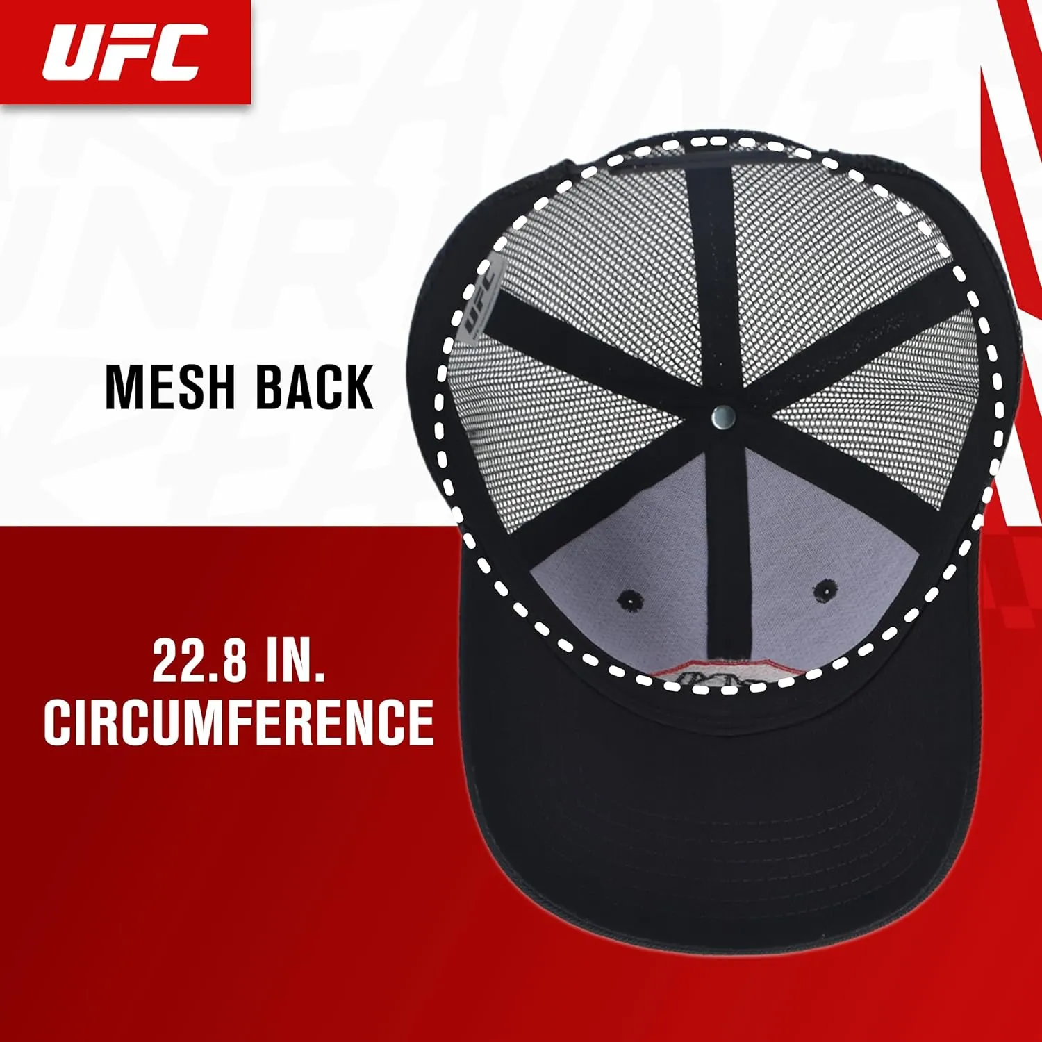 Concept One UFC Trucker Hat, Mesh Adult Adjustable Snapback Baseball Cap with Curved Brim