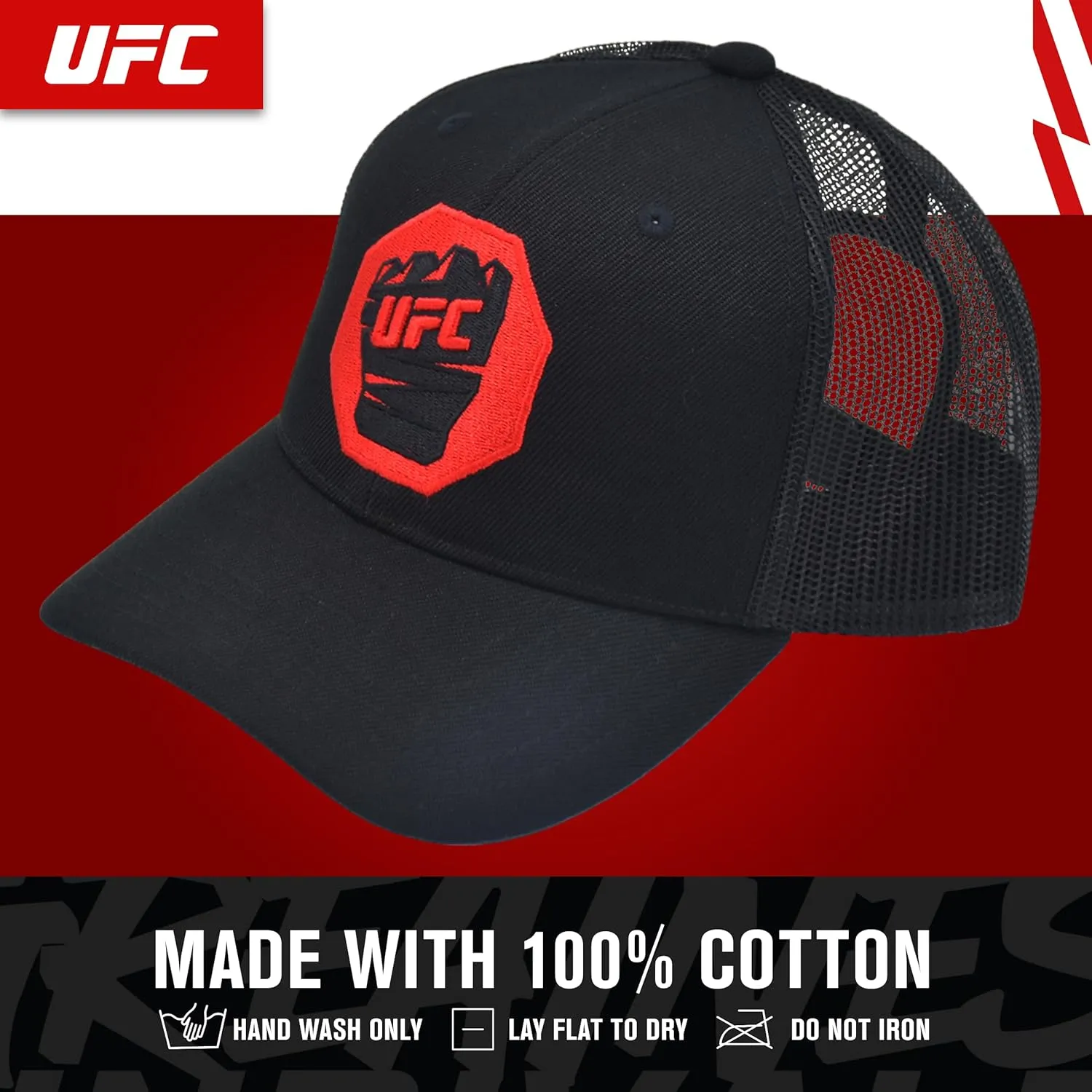 Concept One UFC Trucker Hat, Mesh Adult Adjustable Snapback Baseball Cap with Curved Brim