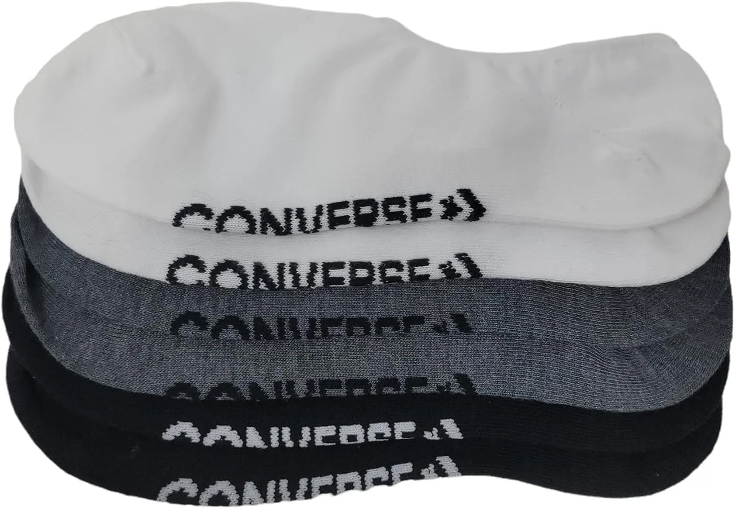 Converse Men's 3 Pack Flat Knit Ultra Low Socks No Show Made For Chucks Shoe Size 6-12 (White/Grey/Black)