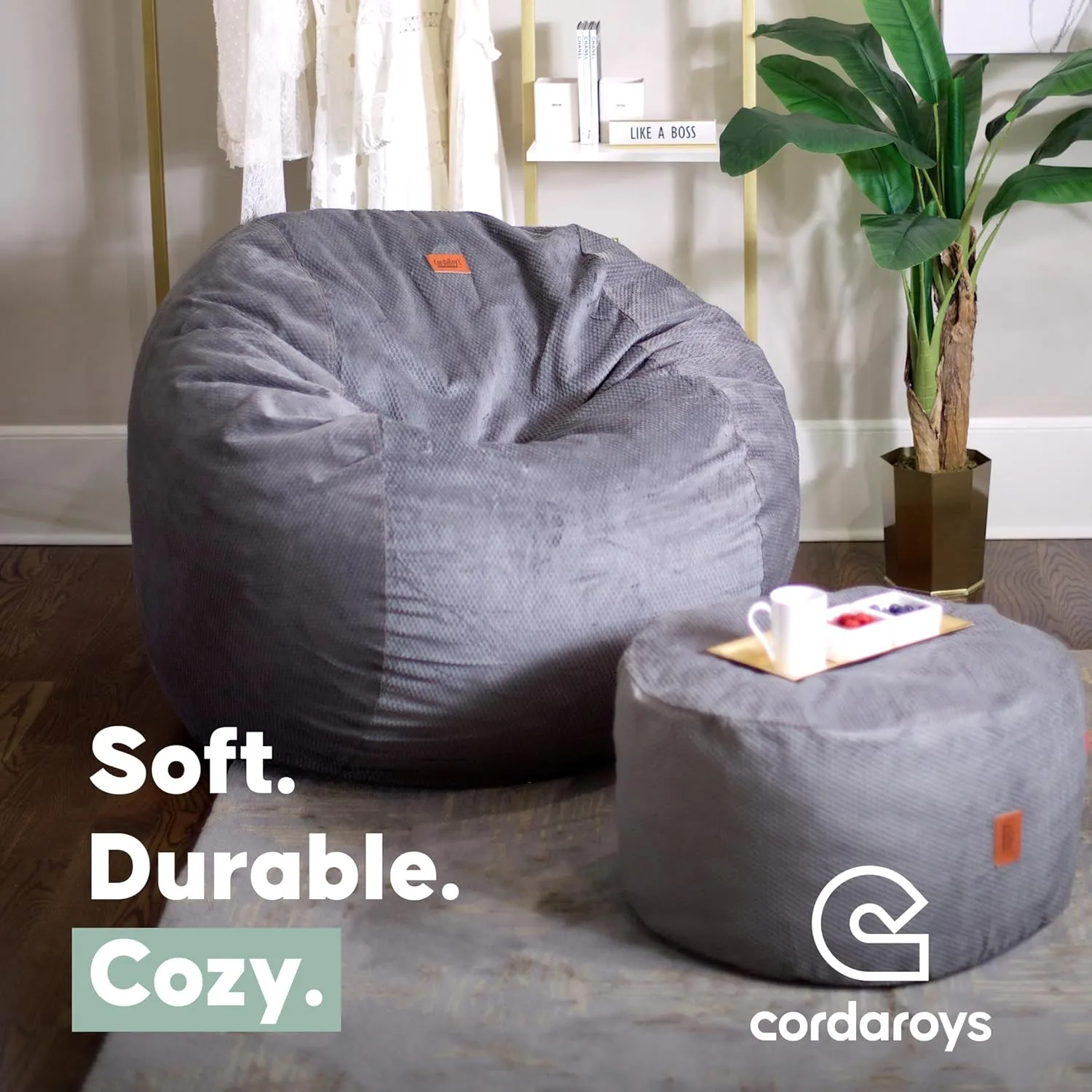 CordaRoy's Chenille Bean Bag-Convertible Bean Bag Chair&Bed-Machine-Washable Chenille Fabric Cover-for Basement,Living Room,Game Room,Dorm & More - Full Size - Moss | Made in The USA