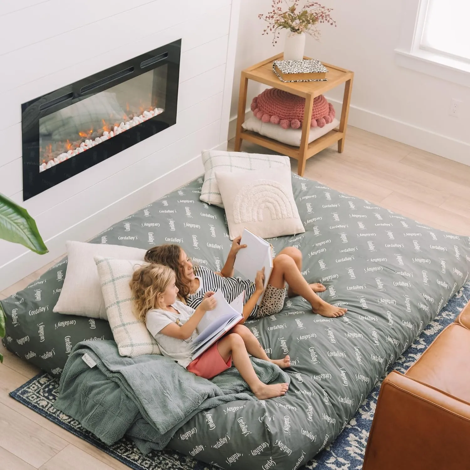 CordaRoy's Chenille Bean Bag-Convertible Bean Bag Chair&Bed-Machine-Washable Chenille Fabric Cover-for Basement,Living Room,Game Room,Dorm & More - Full Size - Moss | Made in The USA