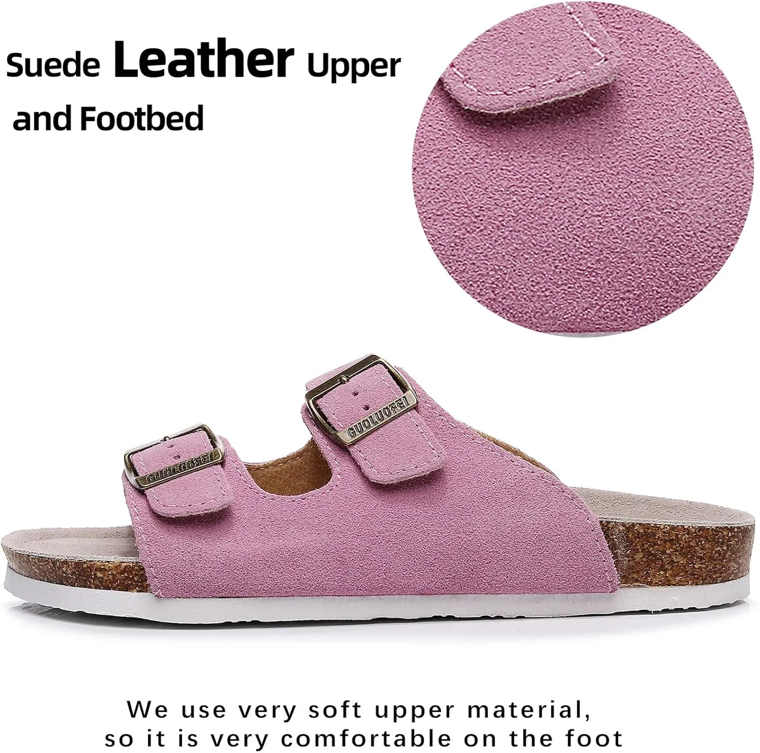 Cork Sandals Women With Arch Support, Comfortable Summer Beach Sandals For Women/Girls/Ladies,Leather Slide Shoes For Women