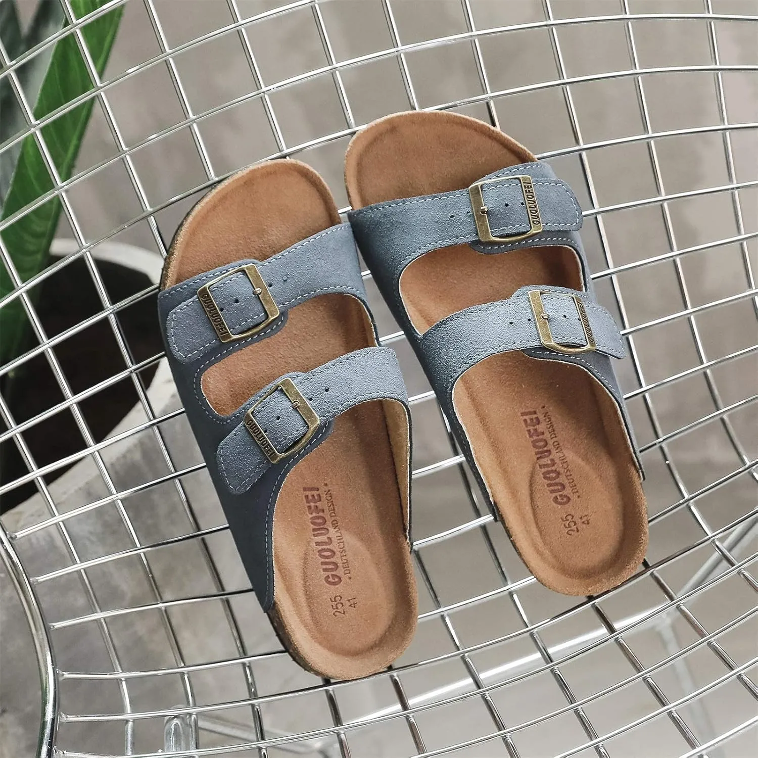 Cork Sandals Women With Arch Support, Comfortable Summer Beach Sandals For Women/Girls/Ladies,Leather Slide Shoes For Women