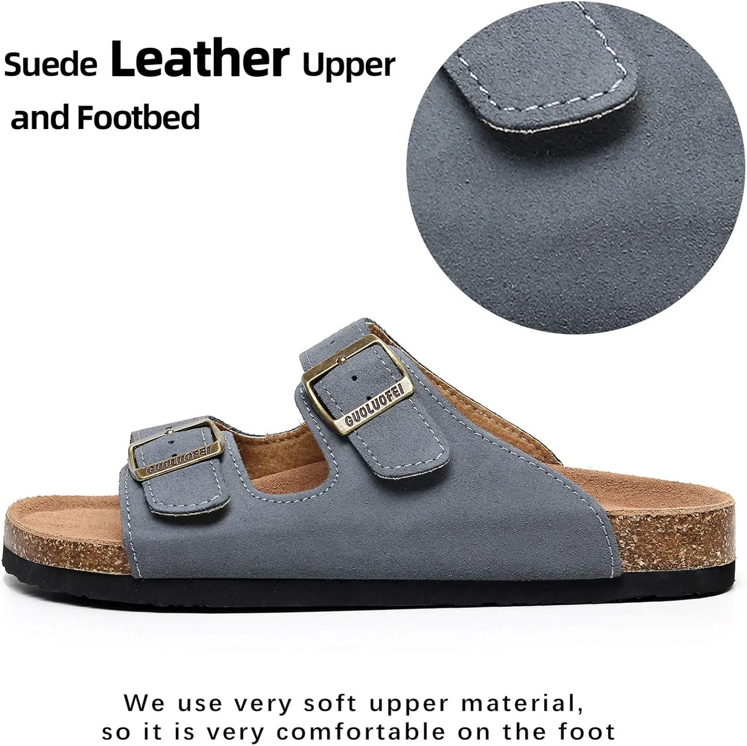 Cork Sandals Women With Arch Support, Comfortable Summer Beach Sandals For Women/Girls/Ladies,Leather Slide Shoes For Women
