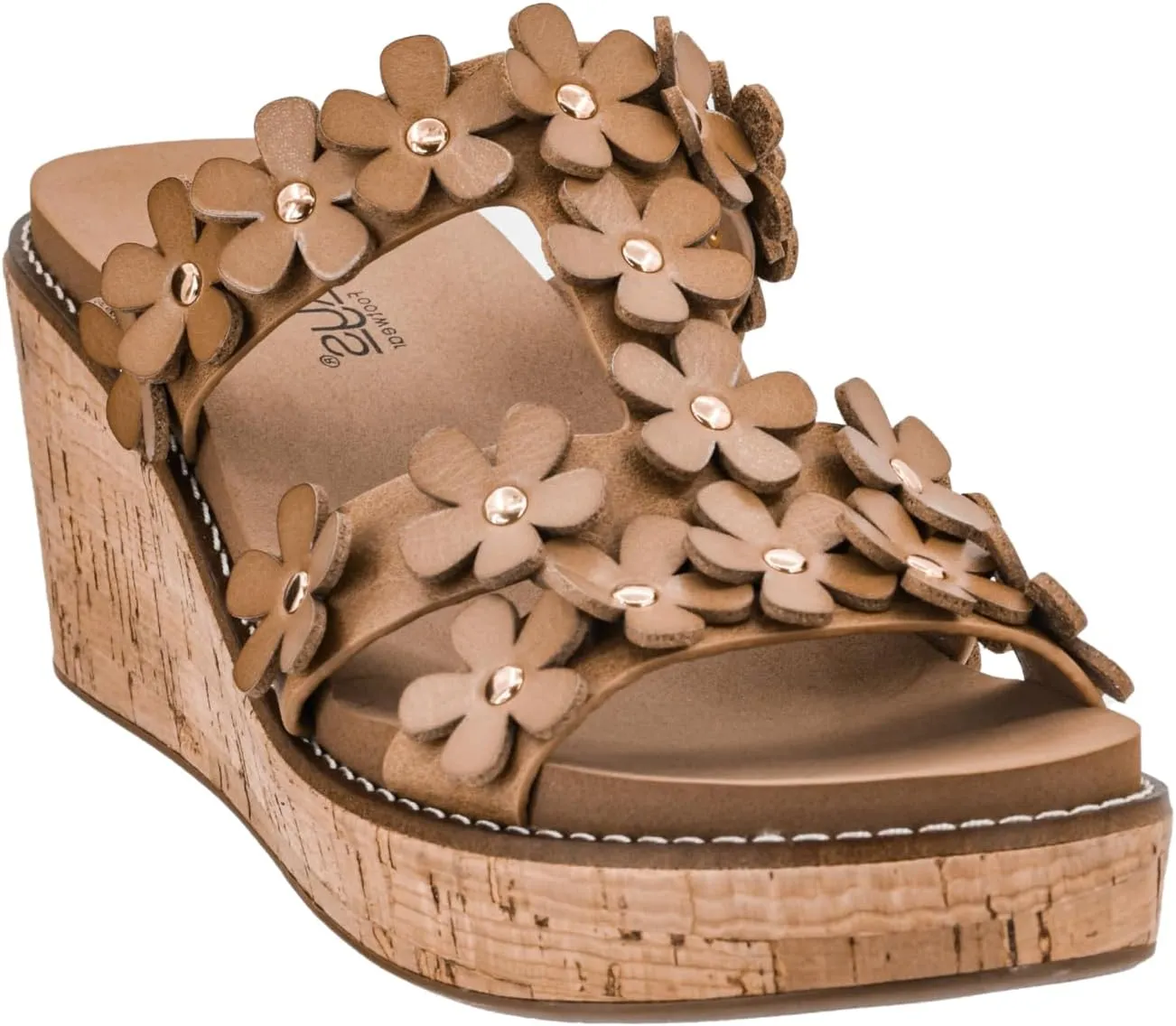 Corkys Footwear Mic Drop 2.5-inch Strappy Wedge Sandals - Floral Strap Details & Comfortable EVA Insoles
