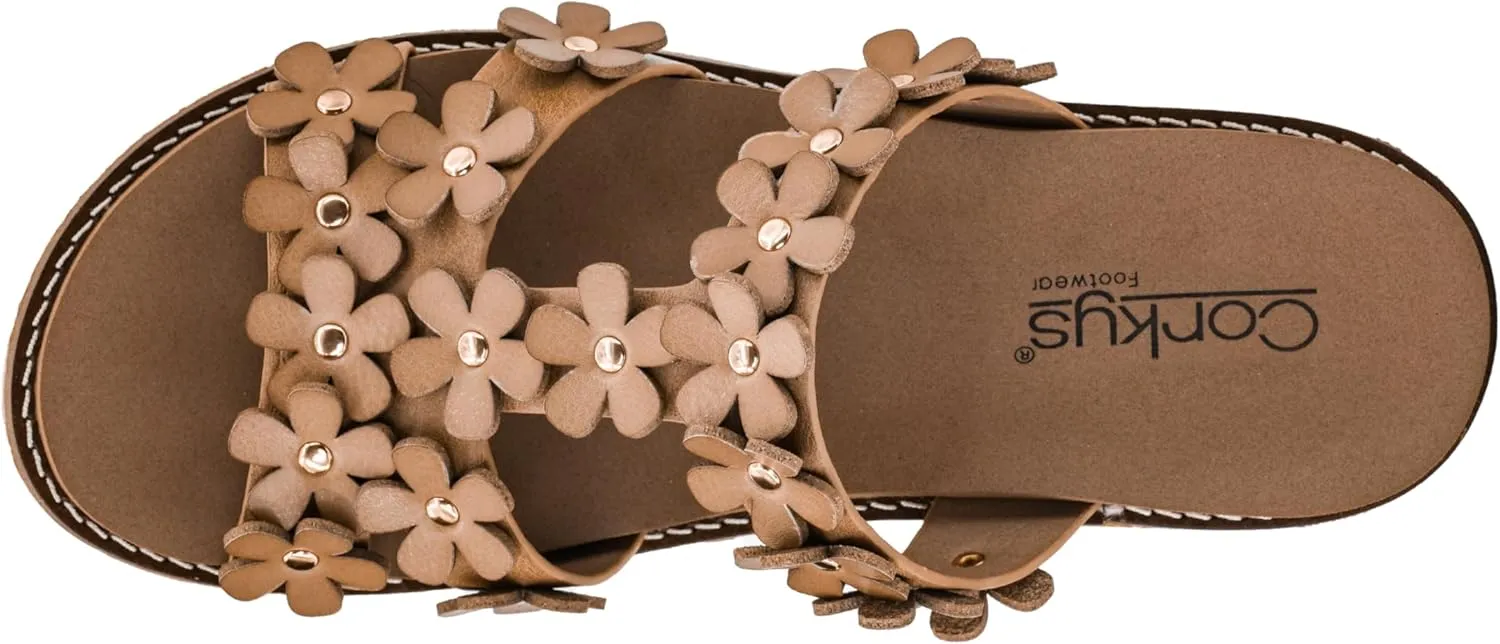 Corkys Footwear Mic Drop 2.5-inch Strappy Wedge Sandals - Floral Strap Details & Comfortable EVA Insoles