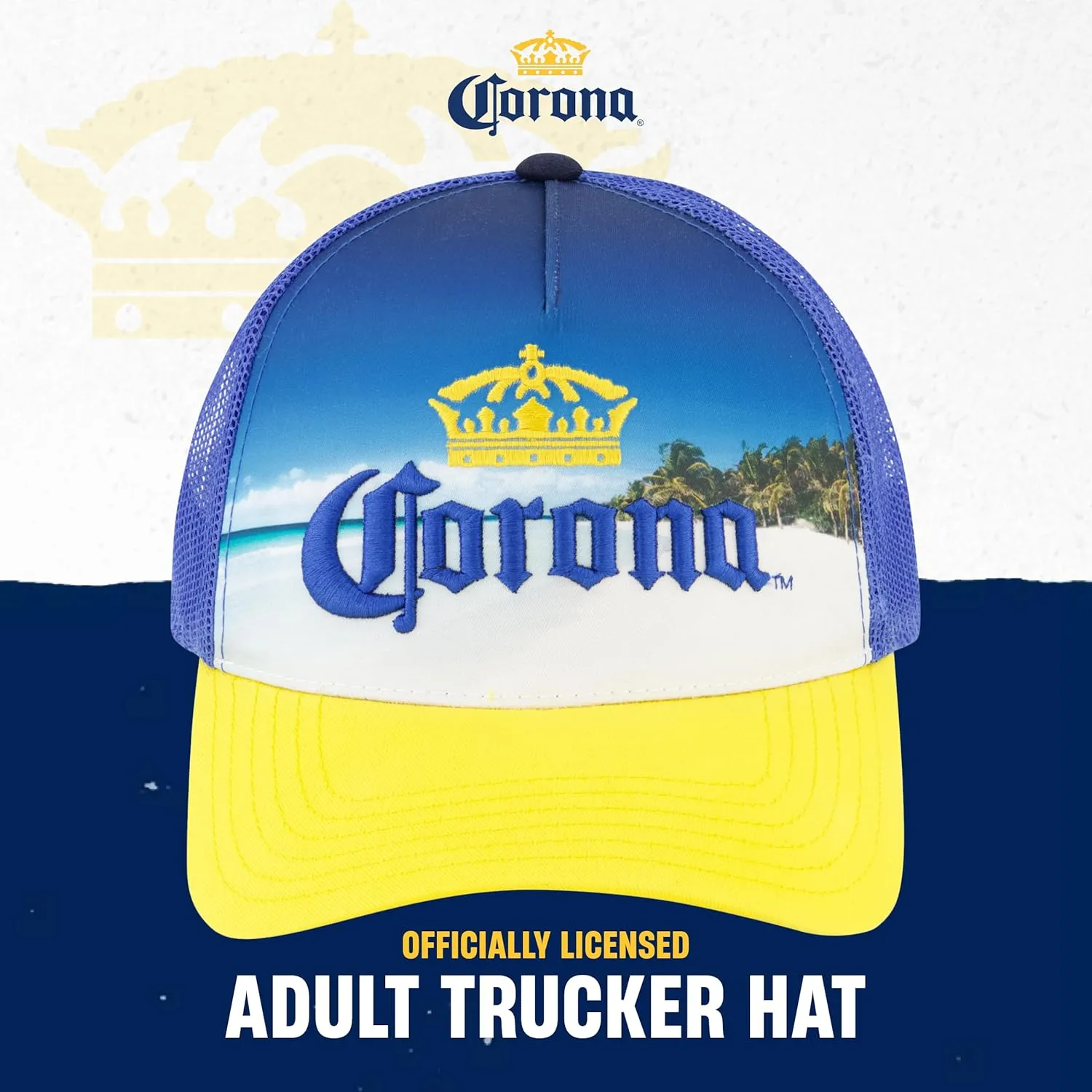 Corona Truck Hat, Mesh Adjustable Snapback Baseball Cap with Curved Brim