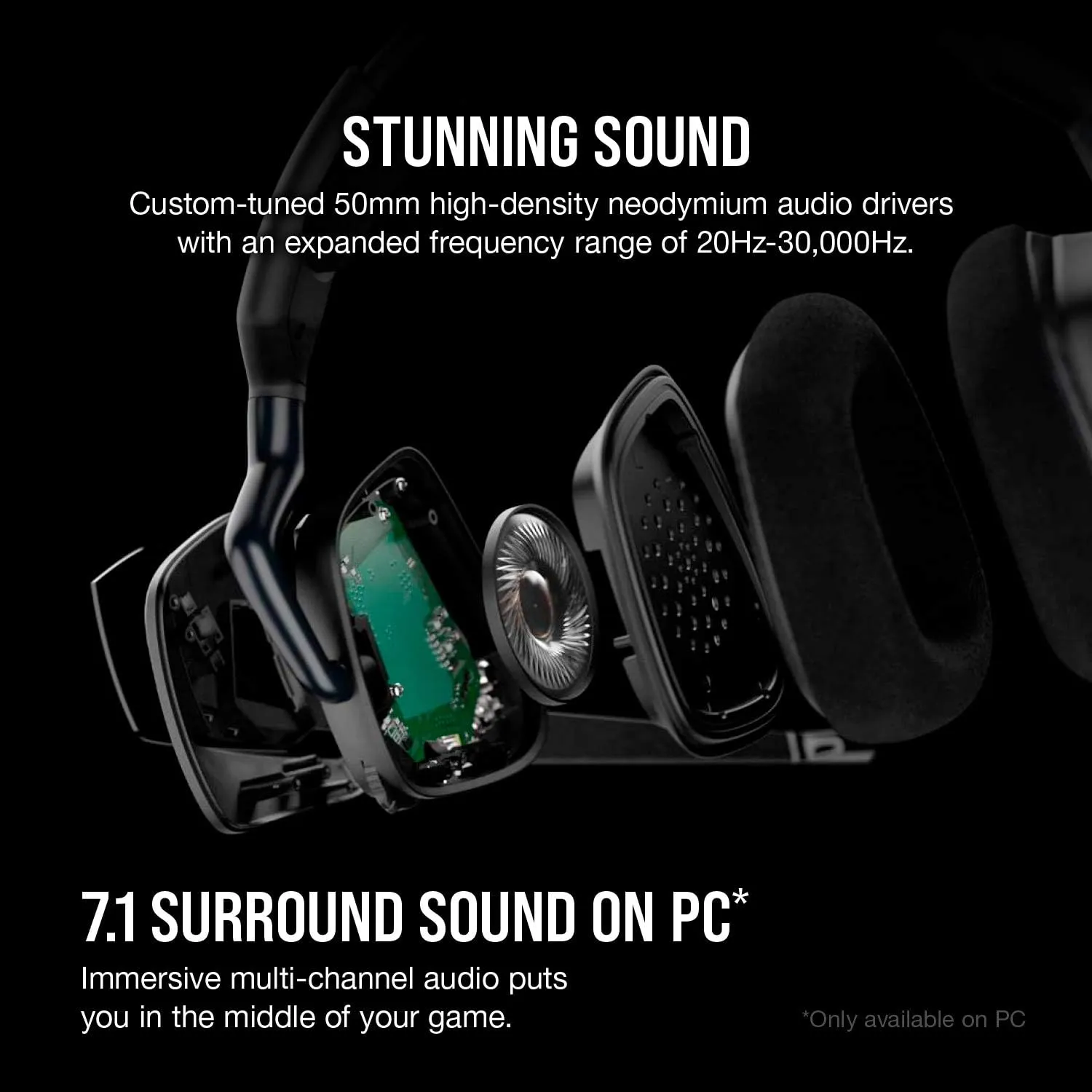 CORSAIR VOID RGB ELITE Wireless Gaming Headset – 7.1 Surround Sound – Omni-Directional Microphone – Microfiber Mesh Earpads – Up to 40ft Range – iCUE Compatible – PC, Mac, PS5, PS4 – Carbon