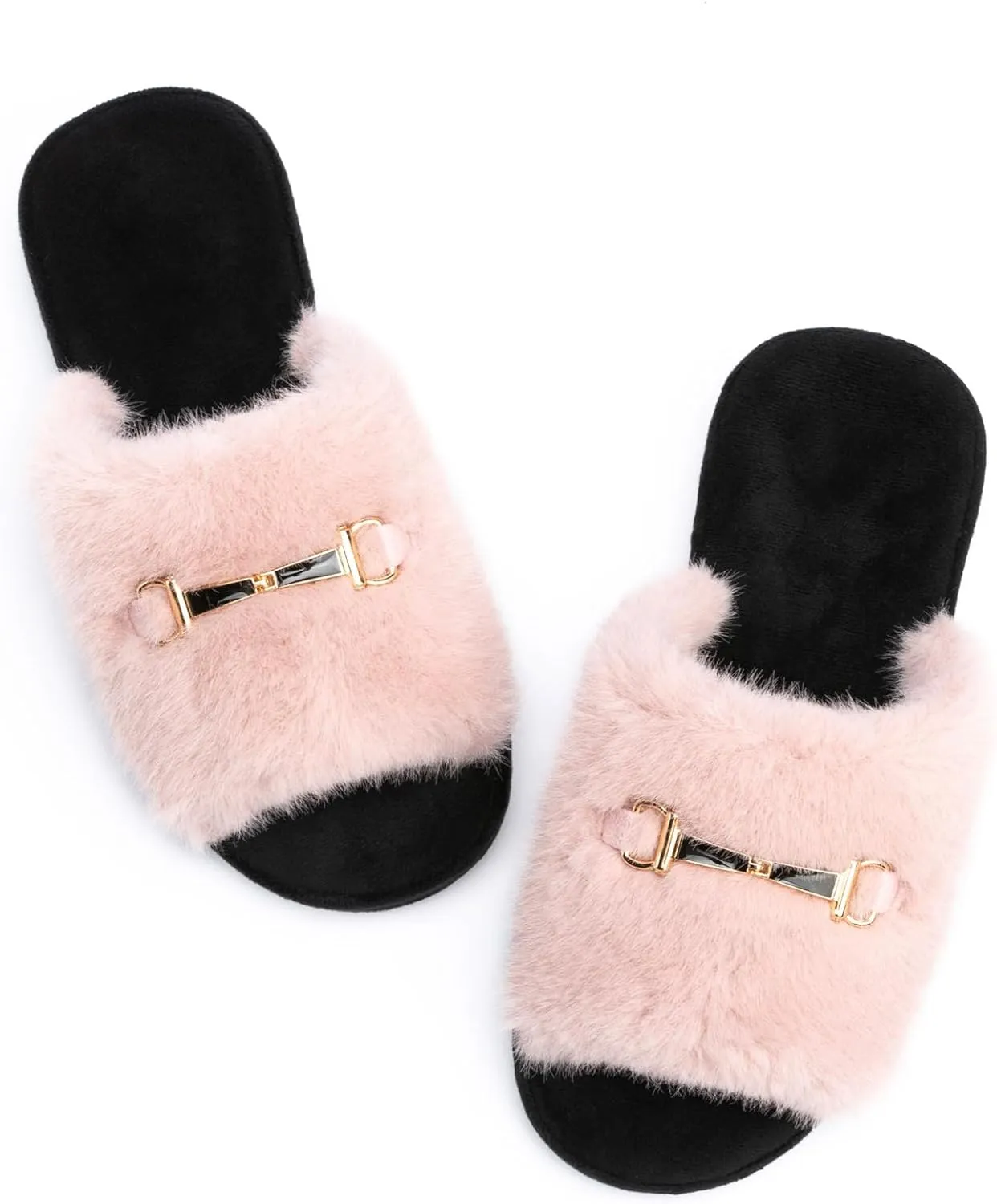 Cozy House Slippers for Women Indoor Outdoor with Memory Foam Open Toe Fuzzy Womens Slide Slippers Sandals Arch Support House Shoes