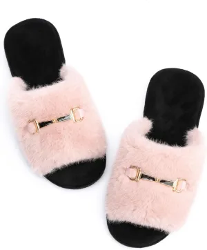 Cozy House Slippers for Women Indoor Outdoor with Memory Foam Open Toe Fuzzy Womens Slide Slippers Sandals Arch Support House Shoes