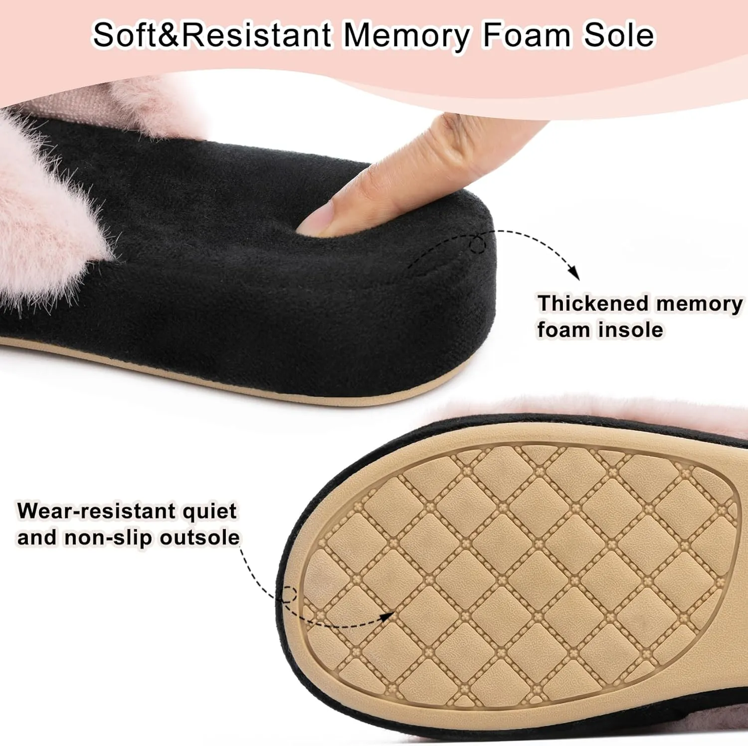 Cozy House Slippers for Women Indoor Outdoor with Memory Foam Open Toe Fuzzy Womens Slide Slippers Sandals Arch Support House Shoes