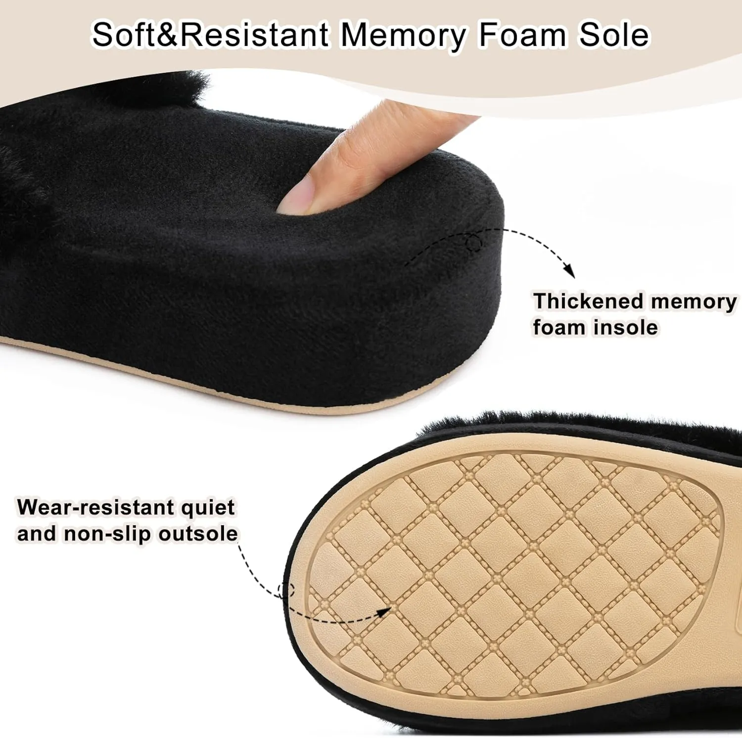 Cozy House Slippers for Women Indoor Outdoor with Memory Foam Open Toe Fuzzy Womens Slide Slippers Sandals Arch Support House Shoes